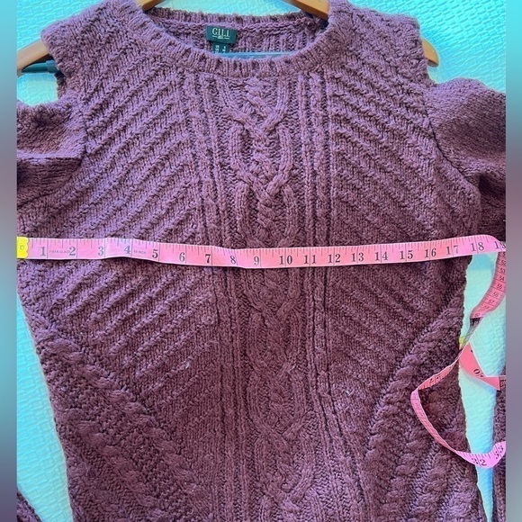 G.I.L.I. Got It Love It Cold Shoulder Burgundy Sweater with Bell Sleeves - Picture 13 of 16